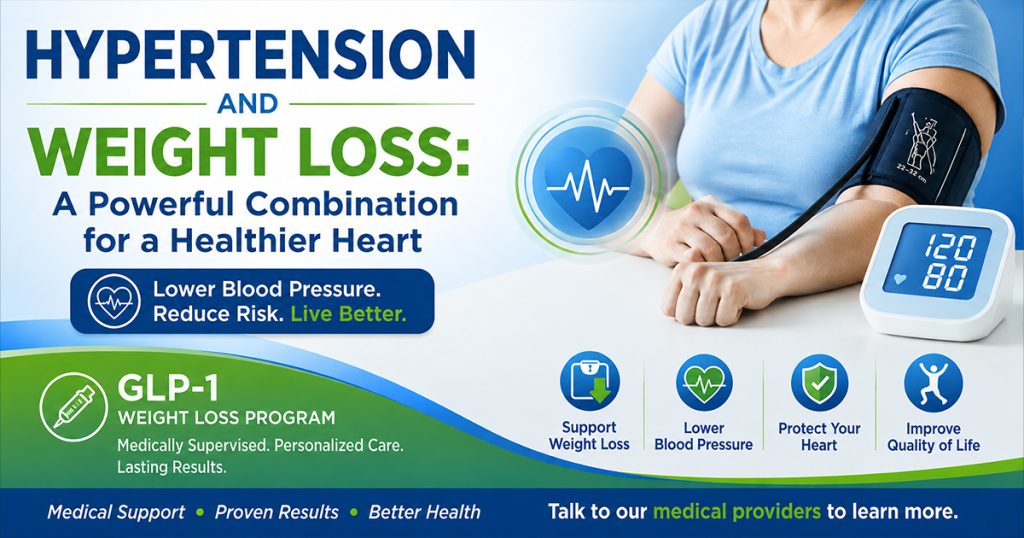 Hypertension and Weight Loss: How Managing Your Weight Can Help Protect Your Heart. GLP-1 Weight Loss-Program provided by Coastal Primary Care, Fort Pierce, Treasure Coast, Florida